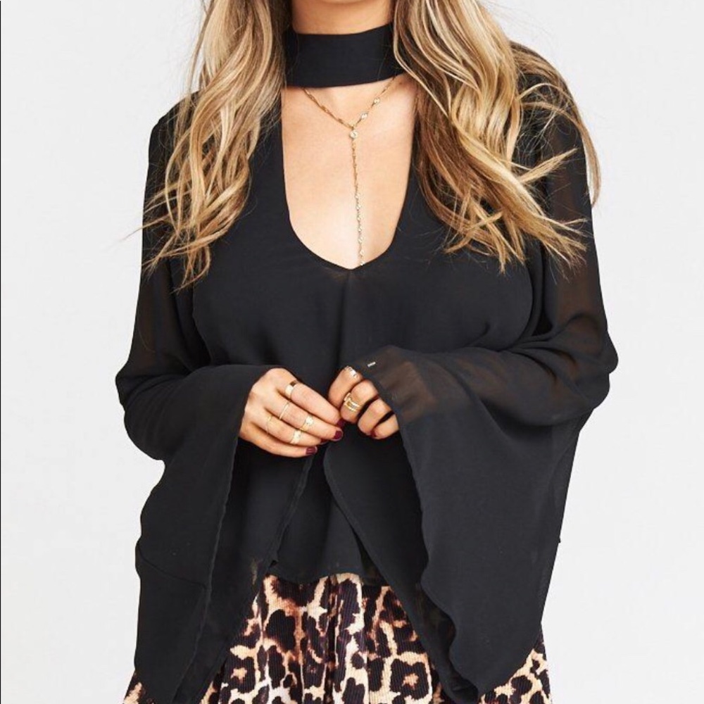 Show Me Your Mumu Olsen Top in Black Chiffon NWT
